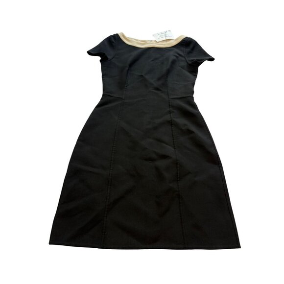 PRADA Bateau Neck Pencil Dress in Black/Cream